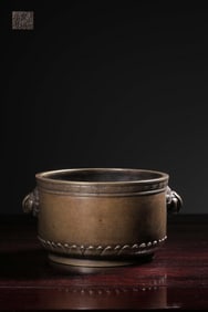 QING ?DA MING XUANDE NIAN ZHI? MARK GILT COPPER LOTUS?EAR CHICKEN-LIDDED CENSER