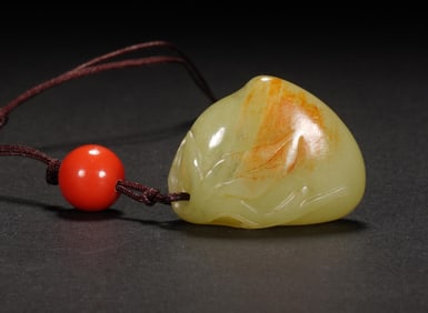 HETIAN YELLOW JADE COLORFUL LONGEVITY PEACH