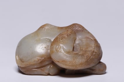 YUAN/MING PERIOD HETIAN JADE SEED-STONE NATURAL PATINA CAMEL