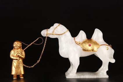 OLD AGATE WRAPPED IN GOLDEN HU PEOPLE LEADING A CAMEL