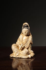 QING SHOUSHAN WHITE HIBISCUS STONE K?ITIGARBHA SEATED STATUE