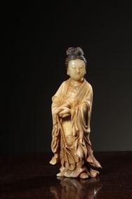 QING DYNASTY SHOUSHAN HIBISCUS STONE K?ITIGARBHA STANDING STATUE