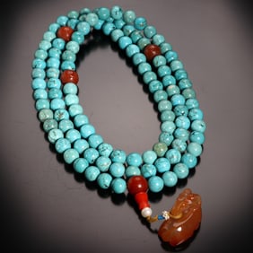 QING TURQUOISE BUDDHIST PRAYER BEADS