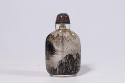 CRYSTAL REVERSE-INSIDE PAINTED THREE?GORGES SNUFF BOTTLE