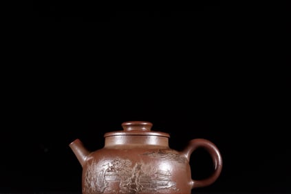 CLAY PAINTING POEMS, LANDSCAPES, FISH COVERS, ZISHA TEAPOT, MARK ZHENG NINGHOU MING DYNASTY