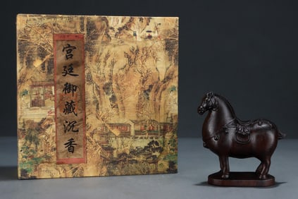 OLD AGARWOOD CARVING TANG HORSE