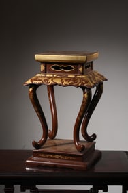 WOOD-CORE LACQUER FLORAL PAINTED INCENSE TABLE