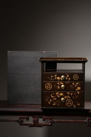 WOOD-CORE GILT FLORAL PAINTED FOOD BOX (ORIGINAL WOODEN CASE)