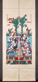 ZHANG DAQIAN, BANHUANG BI PAINTING, IMMORTAL MUSIC PAINTING, HANGING SCROLL, SCREEN, FINE MOUNTING