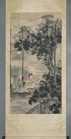 FU BAOSHI, THE PIPA ON THE RIVER, LARGE HANGING SCROLL