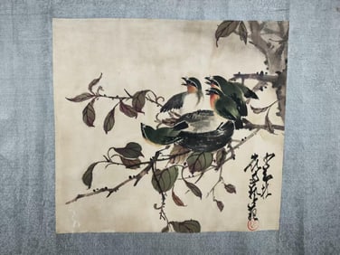 ZHAO SHAO?ANG ?FLOWER AND BIRD? MIRROR-SCREEN PAINTING
