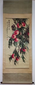 QI BAISHI, LONGEVITY PEACHES SCROLL