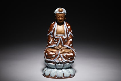 SANCAI PORCELAIN GUANYIN FIGURE