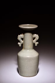 LONGQUAN WARE BOTTLE VASE WITH FISH HANDLES