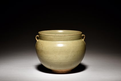 CELADON GLAZED JAR WITH HANDLES