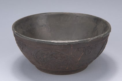 PEWTER AND COCONUT SHELL BOWL