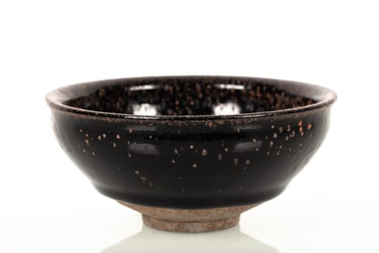 BLACK GLAZED SPOTTED BOWL