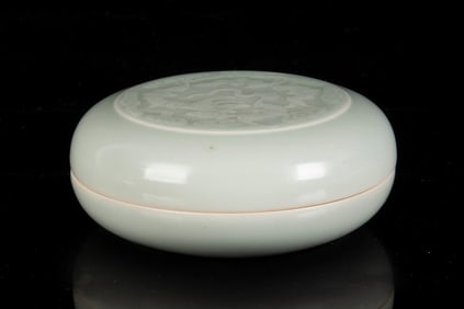 INCISED CELADON SEAL PASTE BOX AND COVER