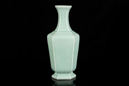 CELADON GLAZED HEXAGONAL FORM VASE