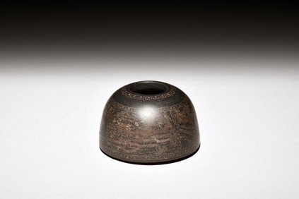 SILVER AND GOLD INLAID 'LANDSCAPE SCENERY' WATERSPOUT