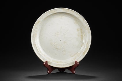 DING WARE CELADON GLAZED & IMPRESSED FLOWERS BOWL