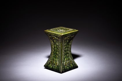 GREEN GLAZED IMPRESSED PATTERNS PORCELAIN PILLOW