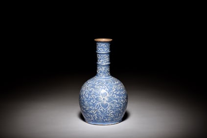 BLUE GLAZED 'FLOWERS' VASE