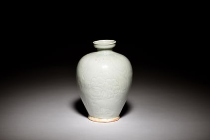 CELADON GLAZED AND IMPRESSED 'FLOWERS' VASE
