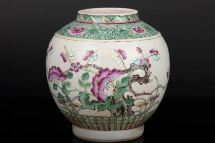 FAMILLE ROSE 'PLUM FLOWERS' JAR