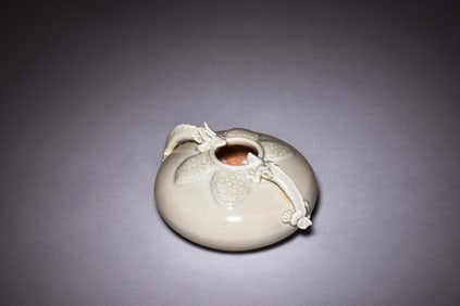 WHITE GLAZED 'DRAGONS' SPITTOON