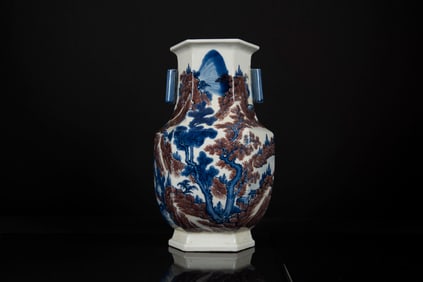 BLUE AND WHITE UNDERGLAZE RED DOUBLE