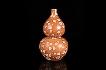 WOOD PATTERN PORCELAIN DOUBLE GOURD VASE