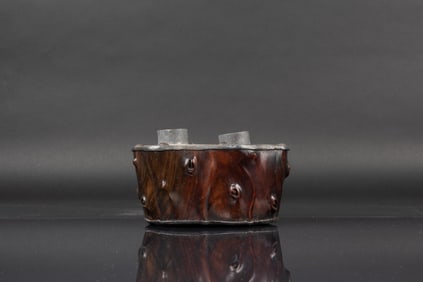 WOOD CARVED TEA JAR WITH COVERS