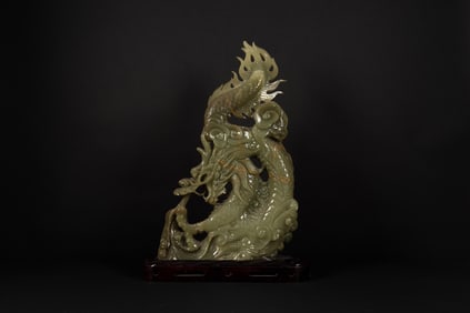 JADE CARVED 'DRAGON' FIGURE