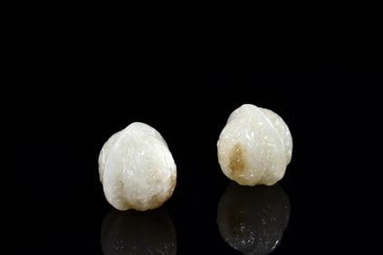PAIR OF JADE CARVED WALNUTS