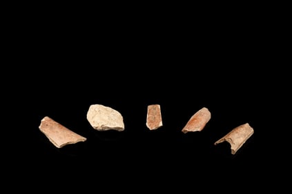 GROUP OF FIVE ORACLE BONE SCRIPT PIECES