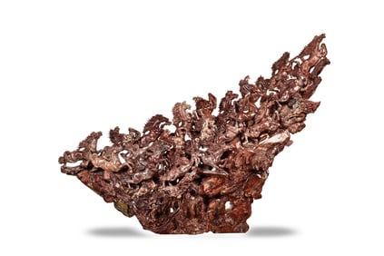 LARGE STONE CARVED SCULPTURE 'GALLOPING HORSES'