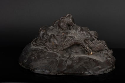 BRONZE CAST 'DRAGON FIGHTING TIGER' SCULPTURE