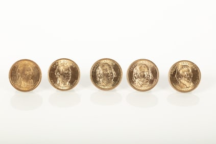 LOT OF FIVE ONE DOLLAR PRESIDENT COINS