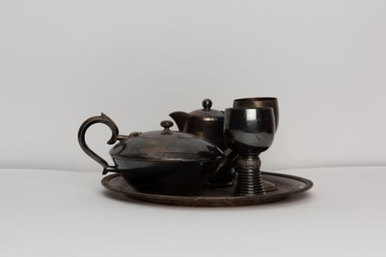 VINTAGE LANCASTER PLATE JOHN LEWIS & PARTNERS E.P.A.1 SILVER TEAPOT SET 5 PIECES