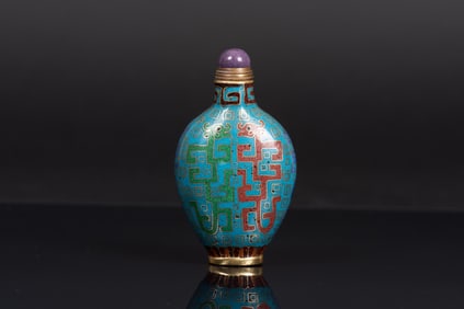 CLOISONNE ENAMELED 'DRAGONS' SNUFF BOTTLE