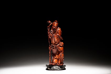 WOOD CARVED 'SHOULAO' STANDING FIGURE