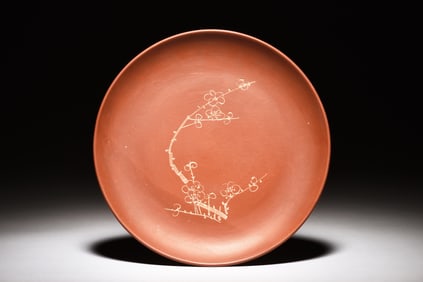 YIXING ZISHA 'PLUM FLOWERS' DISH