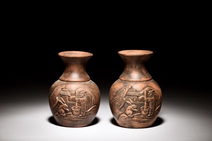 PAIR OF YIXING ZISHA VASES