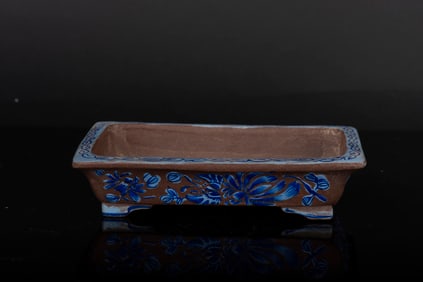 YIXING ZISHA PAINTED RECTANGULAR PLANTER
