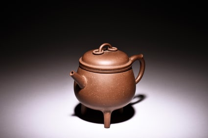 YIXING ZISHA TRIPOD TEAPOT