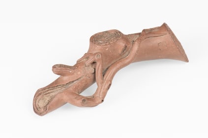 YIXING ZISHA BROWN CLAY CARVED BRUSH