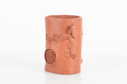 YIXING ZISHA CLAY 'PLUM FLOWERS' BRUSH POT