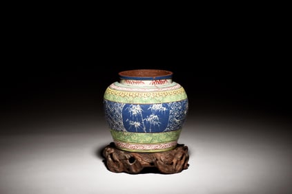 YIXING ZISHA ENAMELED JAR