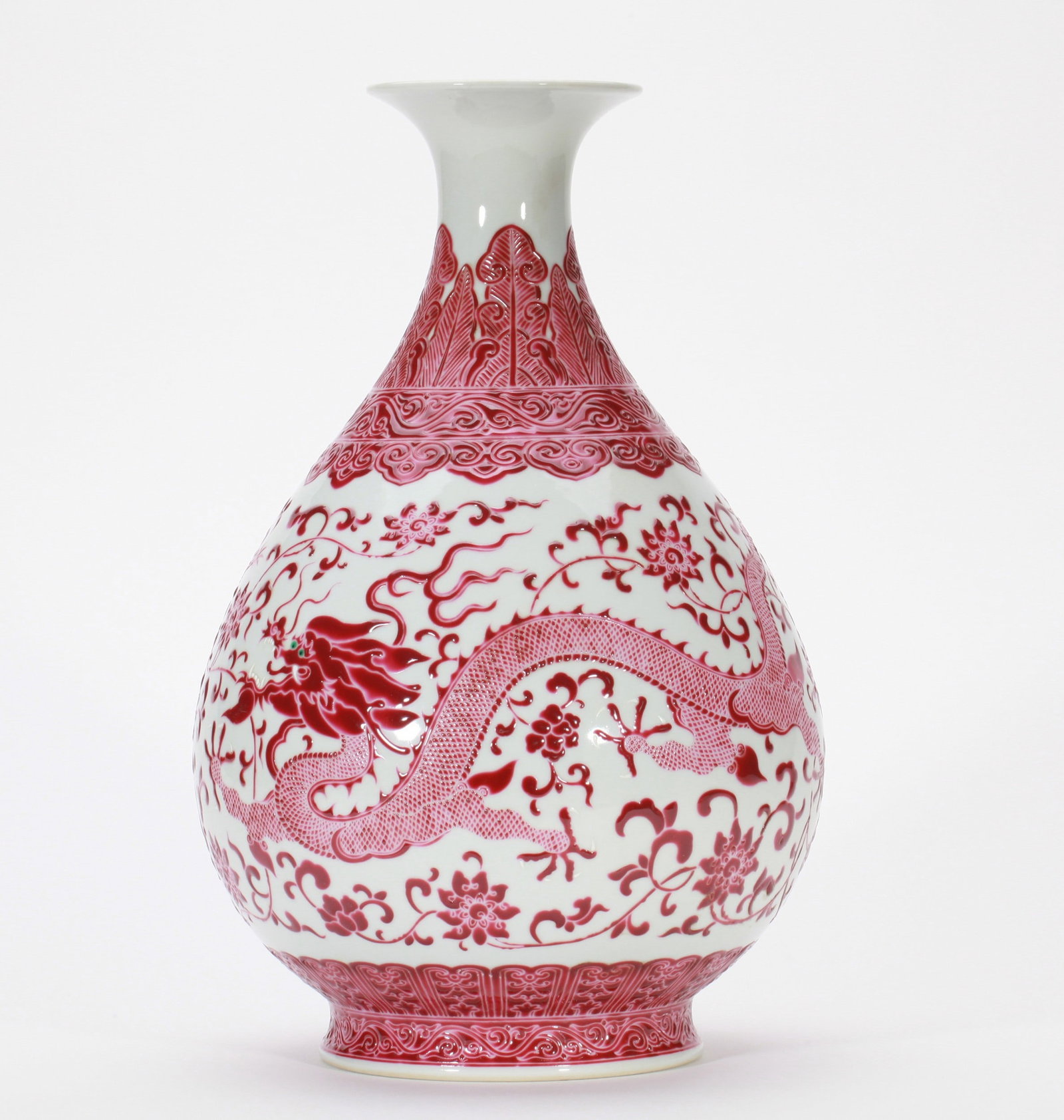 A RUBY-RED ENAMELLED DRAGON VASE - 11